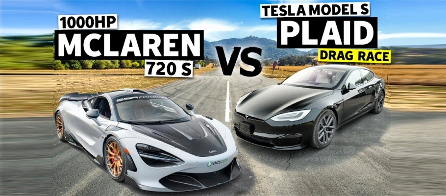 Tesla Model S Plaid vs McLaren 720 S: Szalony wyścig 1000-konnych potworów!
