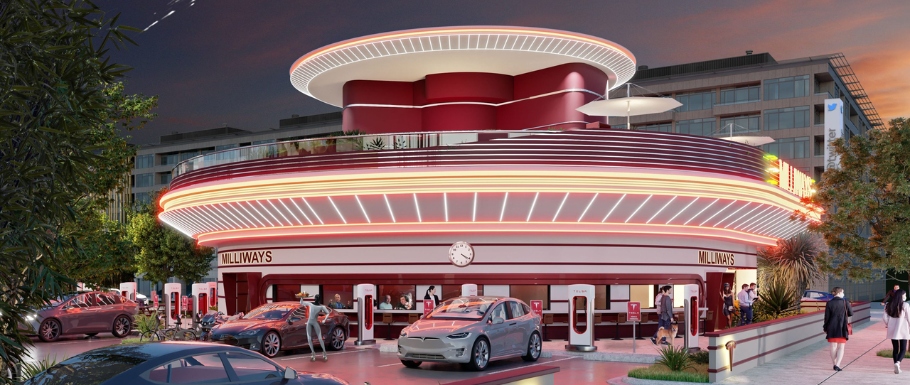 Wielka Premiera: Tesla Otrzymuje Zielone Światło na Budowę Diner and Drive-In Movie Supercharger w Los Angeles.