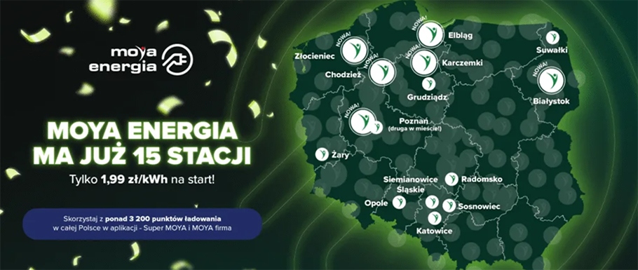 MOYA energia przyspiesza z elektromobilnością – 60 lokalizacji do końca 2025 roku